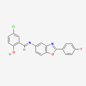 4-chloro-2-[(E)-{[2-(4-fluorophenyl)-1,3-benzoxazol-5-yl]imino}methyl]phenol