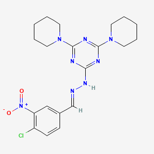 2-[(2E)-2-(4-chloro-3-nitrobenzylidene)hydrazinyl]-4,6-di(piperidin-1-yl)-1,3,5-triazine