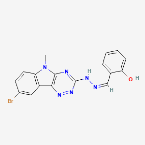 molecular formula C17H13BrN6O B15044326 2-{(Z)-[2-(8-bromo-5-methyl-5H-[1,2,4]triazino[5,6-b]indol-3-yl)hydrazinylidene]methyl}phenol 