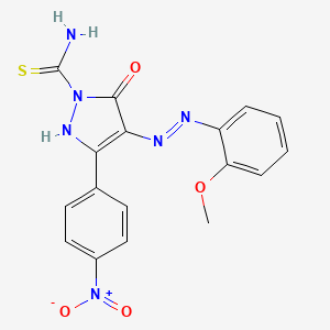 (4E)-4-[2-(2-methoxyphenyl)hydrazinylidene]-3-(4-nitrophenyl)-5-oxo-4,5-dihydro-1H-pyrazole-1-carbothioamide