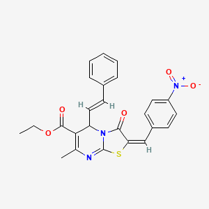 molecular formula C25H21N3O5S B15044457 ethyl (2E)-7-methyl-2-(4-nitrobenzylidene)-3-oxo-5-[(E)-2-phenylethenyl]-2,3-dihydro-5H-[1,3]thiazolo[3,2-a]pyrimidine-6-carboxylate 