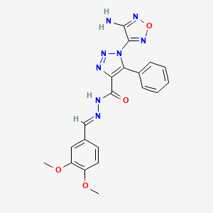 molecular formula C20H18N8O4 B15044480 1-(4-amino-1,2,5-oxadiazol-3-yl)-N'-[(E)-(3,4-dimethoxyphenyl)methylidene]-5-phenyl-1H-1,2,3-triazole-4-carbohydrazide 