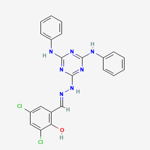 2-[(E)-{2-[4,6-bis(phenylamino)-1,3,5-triazin-2-yl]hydrazinylidene}methyl]-4,6-dichlorophenol