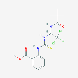 molecular formula C16H20Cl3N3O3S B15044503 Methyl 2-[({2,2,2-trichloro-1-[(2,2-dimethylpropanoyl)amino]ethyl}carbamothioyl)amino]benzoate 