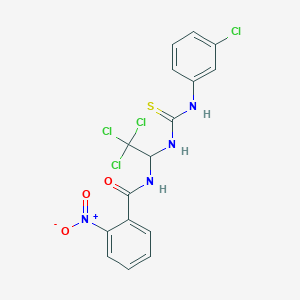 2-nitro-N-(2,2,2-trichloro-1-{[(3-chlorophenyl)carbamothioyl]amino}ethyl)benzamide