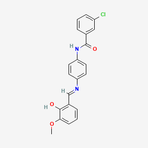 molecular formula C21H17ClN2O3 B15044552 3-chloro-N-(4-{[(E)-(2-hydroxy-3-methoxyphenyl)methylidene]amino}phenyl)benzamide 