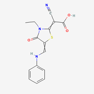 molecular formula C15H13N3O3S B1504461 2-Cyano-2-(3-ethyl-4-oxo-5-((phenylamino)methylene)thiazolidin-2-ylidene)acetic acid CAS No. 623550-69-6