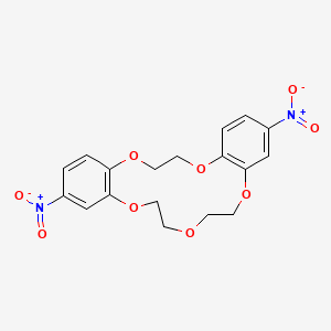 molecular formula C18H18N2O9 B15044656 3,13-Dinitro-6,7,9,10,17,18-hexahydrodibenzo[b,h][1,4,7,10,13]pentaoxacyclopentadecine 