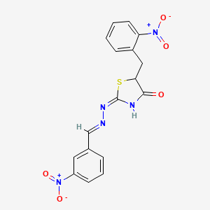 (2E)-5-(2-nitrobenzyl)-2-[(2E)-(3-nitrobenzylidene)hydrazinylidene]-1,3-thiazolidin-4-one