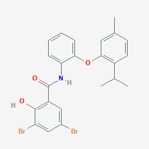 molecular formula C23H21Br2NO3 B15044755 3,5-dibromo-2-hydroxy-N-{2-[5-methyl-2-(propan-2-yl)phenoxy]phenyl}benzamide 