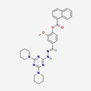 4-[(E)-{2-[4,6-di(piperidin-1-yl)-1,3,5-triazin-2-yl]hydrazinylidene}methyl]-2-methoxyphenyl naphthalene-1-carboxylate