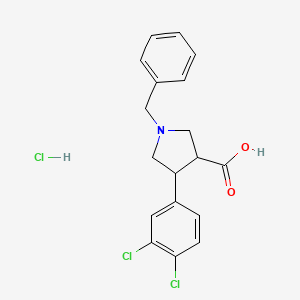 molecular formula C18H18Cl3NO2 B1504484 1-Benzyl-4-(3,4-dichlorophenyl)pyrrolidine-3-carboxylic acid hydrochloride 