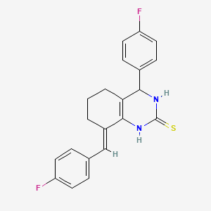 molecular formula C21H18F2N2S B15044913 (8E)-8-(4-fluorobenzylidene)-4-(4-fluorophenyl)-3,4,5,6,7,8-hexahydroquinazoline-2(1H)-thione 