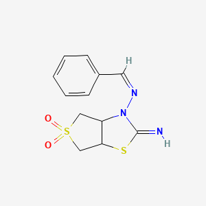 3-[(E)-benzylideneamino]-5,5-dioxo-3a,4,6,6a-tetrahydrothieno[3,4-d]thiazol-2-imine