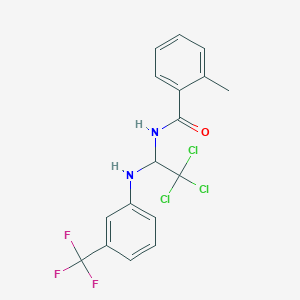 molecular formula C17H14Cl3F3N2O B15045014 2-methyl-N-(2,2,2-trichloro-1-{[3-(trifluoromethyl)phenyl]amino}ethyl)benzamide 