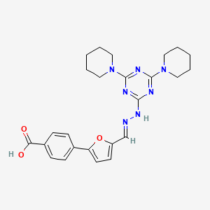 4-{5-[(E)-{2-[4,6-di(piperidin-1-yl)-1,3,5-triazin-2-yl]hydrazinylidene}methyl]furan-2-yl}benzoic acid