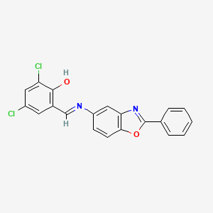 2,4-Dichloro-6-[(E)-[(2-phenyl-1,3-benzoxazol-5-YL)imino]methyl]phenol