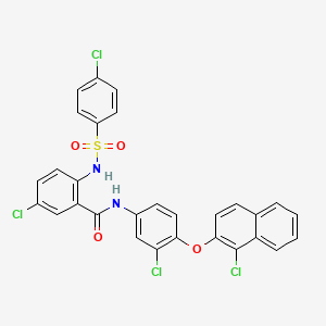 molecular formula C29H18Cl4N2O4S B15045106 5-chloro-N-{3-chloro-4-[(1-chloronaphthalen-2-yl)oxy]phenyl}-2-{[(4-chlorophenyl)sulfonyl]amino}benzamide 