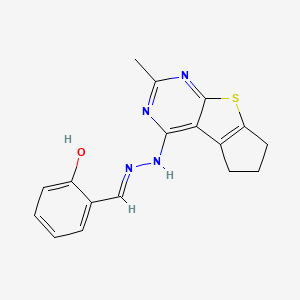 molecular formula C17H16N4OS B15045136 2-hydroxybenzaldehyde (2-methyl-6,7-dihydro-5H-cyclopenta[4,5]thieno[2,3-d]pyrimidin-4-yl)hydrazone 