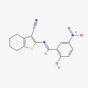 2-[[(E)-(3-nitro-6-oxocyclohexa-2,4-dien-1-ylidene)methyl]amino]-4,5,6,7-tetrahydro-1-benzothiophene-3-carbonitrile