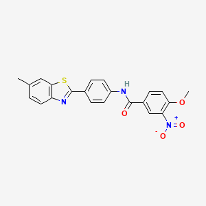 molecular formula C22H17N3O4S B15045227 4-methoxy-N-[4-(6-methyl-1,3-benzothiazol-2-yl)phenyl]-3-nitrobenzamide 