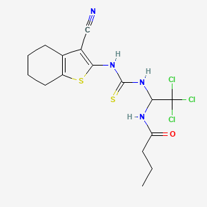 molecular formula C16H19Cl3N4OS2 B15045290 N-(2,2,2-trichloro-1-{[(3-cyano-4,5,6,7-tetrahydro-1-benzothiophen-2-yl)carbamothioyl]amino}ethyl)butanamide 