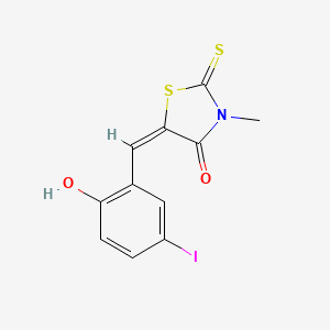 molecular formula C11H8INO2S2 B15045318 (5E)-5-[(2-hydroxy-5-iodophenyl)methylidene]-3-methyl-2-sulfanylidene-1,3-thiazolidin-4-one 