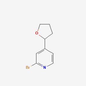 molecular formula C9H10BrNO B15045321 2-Bromo-4-(oxolan-2-yl)pyridine 