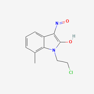 (3E)-1-(2-chloroethyl)-3-(hydroxyimino)-7-methyl-1,3-dihydro-2H-indol-2-one