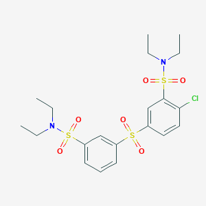 molecular formula C20H27ClN2O6S3 B15045470 2-chloro-5-{[3-(diethylsulfamoyl)phenyl]sulfonyl}-N,N-diethylbenzenesulfonamide 