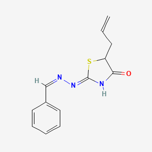 molecular formula C13H13N3OS B15045600 (2E)-2-[(2E)-2-(phenylmethylidene)hydrazin-1-ylidene]-5-(prop-2-en-1-yl)-1,3-thiazolidin-4-one 