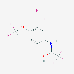 2,2,2-Trifluoro-1-[4-(trifluoromethoxy)-3-(trifluoromethyl)anilino]ethan-1-ol