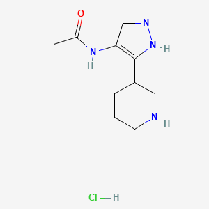 molecular formula C10H17ClN4O B15046072 N-[3-(piperidin-3-yl)-1H-pyrazol-4-yl]acetamide hydrochloride 