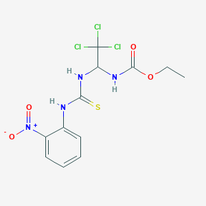 molecular formula C12H13Cl3N4O4S B15046108 Ethyl N-(2,2,2-trichloro-1-{[(2-nitrophenyl)carbamothioyl]amino}ethyl)carbamate 