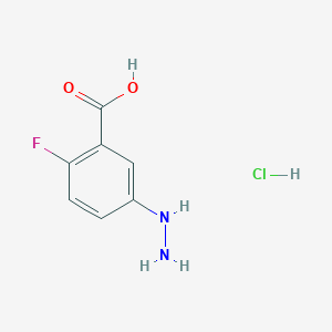 molecular formula C7H8ClFN2O2 B15046500 2-Fluoro-5-hydrazinylbenzoic acid hydrochloride 