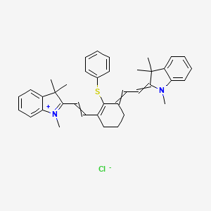 molecular formula C38H41ClN2S B1504681 1,3,3-Trimethyl-2-(2-{2-(phenylsulfanyl)-3-[2-(1,3,3-trimethyl-1,3-dihydro-2H-indol-2-ylidene)ethylidene]cyclohex-1-en-1-yl}ethenyl)-3H-indol-1-ium chloride CAS No. 269401-43-6