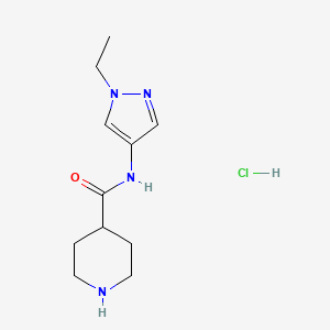 molecular formula C11H19ClN4O B15046918 N-(1-ethyl-1H-pyrazol-4-yl)piperidine-4-carboxamide hydrochloride 