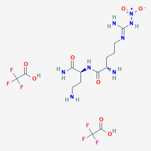 molecular formula C14H24F6N8O8 B1504744 (2S)-2-amino-5-[[amino(nitramido)methylidene]amino]-N-[(2S)-1,4-diamino-1-oxobutan-2-yl]pentanamide;2,2,2-trifluoroacetic acid CAS No. 244185-39-5