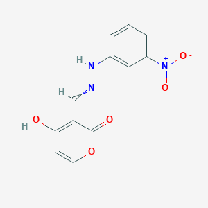 4-hydroxy-6-methyl-3-{[2-(3-nitrophenyl)hydrazin-1-ylidene]methyl}-2H-pyran-2-one