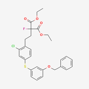 molecular formula C28H28ClFO5S B1504772 2-{2-[4-(3-Benzyloxy-phenylsulfanyl)-2-chloro-phenyl]-ethyl}-2-fluoro-malonic acid diethyl ester CAS No. 1023648-24-9
