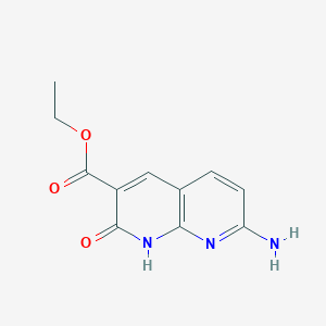 molecular formula C11H11N3O3 B15047907 Ethyl 7-amino-2-oxo-1,2-dihydro-1,8-naphthyridine-3-carboxylate 