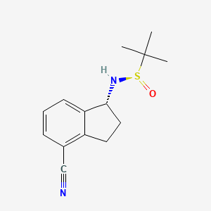 molecular formula C14H18N2OS B1504842 (R)-N-((R)-4-cyano-2,3-dihydro-1H-inden-1-yl)-2-methylpropane-2-sulfinamide 