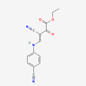 molecular formula C14H11N3O3 B15049536 Ethyl 3-cyano-4-[(4-cyanophenyl)amino]-2-oxobut-3-enoate 