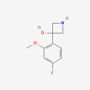 molecular formula C10H12FNO2 B15051184 3-(4-Fluoro-2-methoxyphenyl)azetidin-3-ol 