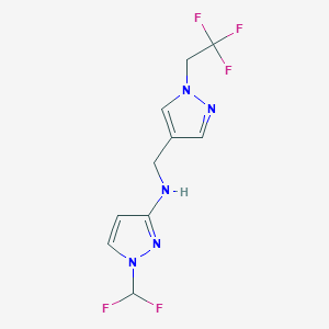 molecular formula C10H10F5N5 B15051218 1-(difluoromethyl)-N-{[1-(2,2,2-trifluoroethyl)-1H-pyrazol-4-yl]methyl}-1H-pyrazol-3-amine 