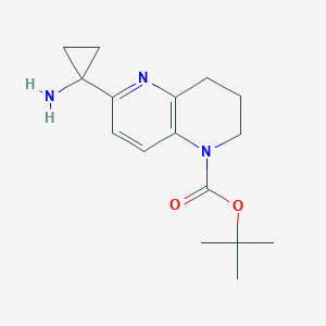 molecular formula C16H23N3O2 B15051319 tert-Butyl 6-(1-aminocyclopropyl)-3,4-dihydro-1,5-naphthyridine-1(2H)-carboxylate 