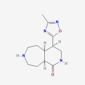 molecular formula C12H18N4O2 B15051362 (4R,4aS,9aS)-4-(3-methyl-1,2,4-oxadiazol-5-yl)-decahydro-1H-pyrido[3,4-d]azepin-1-one 