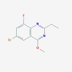 molecular formula C11H10BrFN2O B15051774 6-Bromo-2-ethyl-8-fluoro-4-methoxyquinazoline 