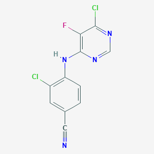 molecular formula C11H5Cl2FN4 B1505206 3-Chloro-4-(6-chloro-5-fluoropyrimidin-4-ylamino)benzonitrile CAS No. 1147558-27-7