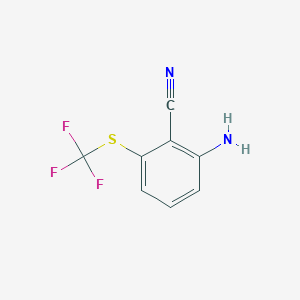 molecular formula C8H5F3N2S B15052179 2-Amino-6-[(trifluoromethyl)sulfanyl]benzonitrile 